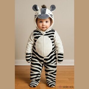 Coco Village Zebra costume - Zozo onesie with hood and mitts size 2T